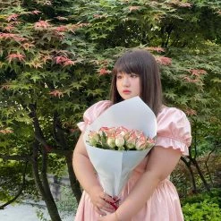 Peiliee Shop [Peiliee Design 5 Years Anniversary] Sakura Soft Satin Dress Set New Arrivals