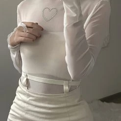 [Nololita] Fine Snow Heart Top New Arrivals