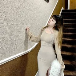 SS22 Arilf - My Venus Beige Bodycon Midi Dress