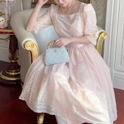 Sweet Piknis New Arrivals [Premium Selected] Princess Melody Golden Pattern Vintage Gown Evening Dress