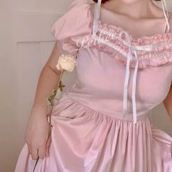 Peiliee Shop [Peiliee Design 5 Years Anniversary] Sakura Soft Satin Dress Set New Arrivals