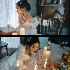 Tailor Made Wedding Dress New Arrivals [Tailor Wedding Dress] Princess Angelic Gothic Style Wedding Dress Customized Size