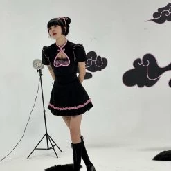 Summer 2022 [Evil Tooth] Chinese Sweetheart Goth Princess Qipao Style Dress