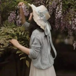 Peiliee Shop Accessories Mori Girls Floral Handmade Straw Hat