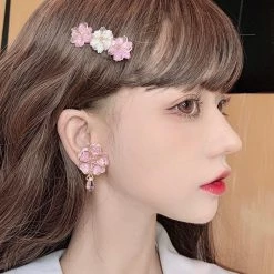 Peiliee Shop New Arrivals Sakura Rain Fairy Dream Handmade Ring Hairpin Necklace Set