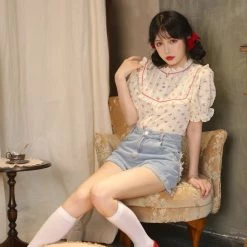 New Arrivals [12 Studio] My Mom Made It Floral Cotton And Linen Top