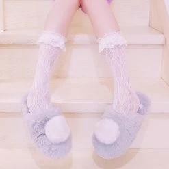 Peiliee Shop [Basic] Lolita Fairy Lace Below Knee Socks