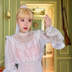 Sweet Piknis [Premium Selected] My Golden Days Vintage Antique Edwardian Soft Pink Dress Set