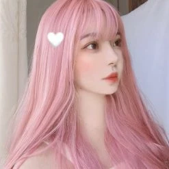 Peiliee Shop Rose Water Pastel Pink Long Wig
