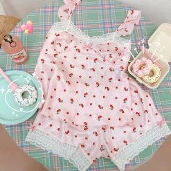Peiliee Design [Mid Season SALE] Cherry Night Sleepwear Loungewear Set