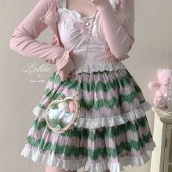 My Favorite 2022 New Arrivals [Basic] Strawberry Cheese Cake Lace Top