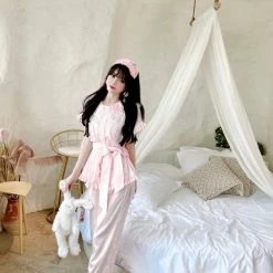 Summer Joy Angelic Rosé Satin Lounge Wear Set