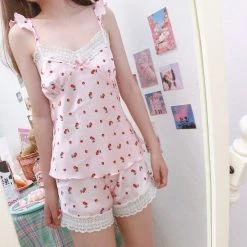 Peiliee Design [Mid Season SALE] Cherry Night Sleepwear Loungewear Set