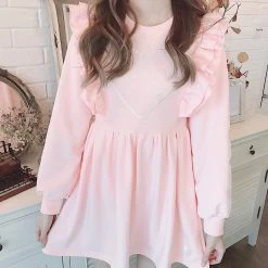 Peiliee Shop X RUAI [Mid Season SALE] When Cotton Candy Met Peach Mousse Long Sleeve Babydoll Dress