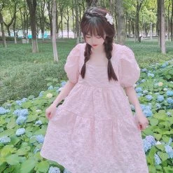 Rose Candy Rose Love Baby Doll Puff Sleeves Dress