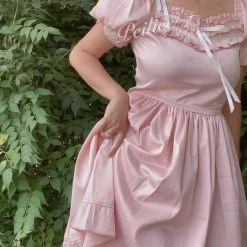 Peiliee Shop [Peiliee Design 5 Years Anniversary] Sakura Soft Satin Dress Set New Arrivals