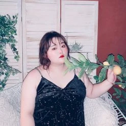 Peiliee Shop [Peiliee Curve] You Are My Galaxy Velvet Bodycon Dress New Arrivals