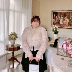 DAJUN [Curve Beauty] Angel Garden Lace Shirt Cardigan