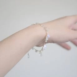 Handcrafts Marketplace New Arrivals Moonset Over The Sea Handmade Crystal 14k Gold Bracelet Birth Stone Of June