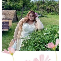 DAJUN [Curve Beauty] Dancing In My Garden Floral Dress