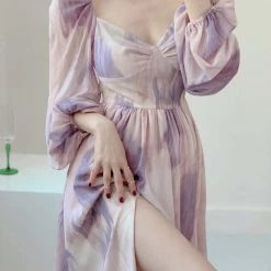 Vintage Inspired Lilac Floral Dress Gown New Arrivals