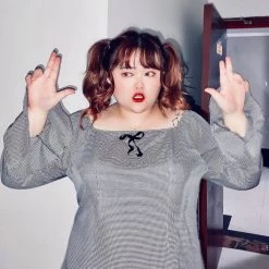 DAJUN New Arrivals [Curve Beauty] Goth Babydoll Gingham Vintage Dress