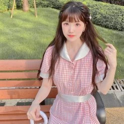 [Premium Selected] Arrived In Dream Land Gingham Dress (designer Rose Candy)