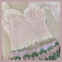 My Favorite 2022 New Arrivals [Basic] Strawberry Cheese Cake Lace Top