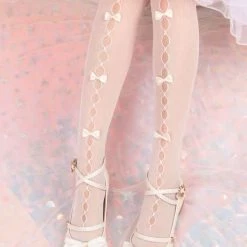 Peiliee Shop [Mid Season SALE] Ribbon Doll Lace Stocking