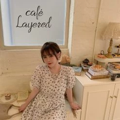 Peiliee Shop New Arrivals [Premium Selected] Romantic Melody Floral Cotton Dress