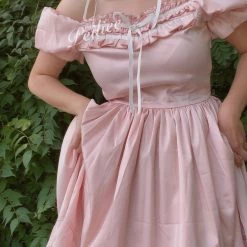 Peiliee Shop [Peiliee Design 5 Years Anniversary] Sakura Soft Satin Dress Set New Arrivals