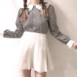 New Arrivals [Pre-order By Peiliee Studio] Gingham Babydoll Shirt