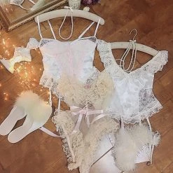 RosySwan New Arrivals [Handmade] A Night In Paris Pink Vintage Lingerie Body