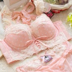 Miss KIKI (Curve Size Included) Peach Bae Soft Pink Dots Bra Set [Premium Selected Japanese Brand] New Arrivals