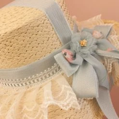 Peiliee Shop Accessories Mori Girls Floral Handmade Straw Hat