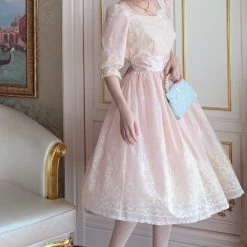 Sweet Piknis New Arrivals [Premium Selected] Princess Melody Golden Pattern Vintage Gown Evening Dress