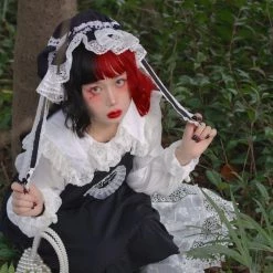 Peiliee Shop New Arrivals Sleepy Bun Babydoll Lolita Fashion Handmade Lace Bunny Ear Hat [Available For Customize]