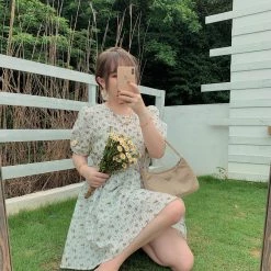 Peiliee Shop New Arrivals [Premium Selected] Romantic Melody Floral Cotton Dress