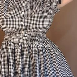 Peiliee Shop [Sweden Warehouse] By Peiliee - Afternoon Tea At Tiffany Gingham Babydoll Mini Dress Lolita 1997 Style