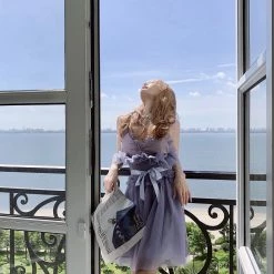 Peiliee Shop [Premium Selected] Iris Pallida Lam Lavender Dress New Arrivals