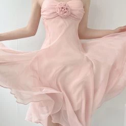 Vintage Inspired New Arrivals Soft Rose Angel Chiffon Dress