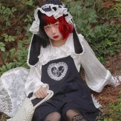 Peiliee Shop New Arrivals Sleepy Bun Babydoll Lolita Fashion Handmade Lace Bunny Ear Hat [Available For Customize]
