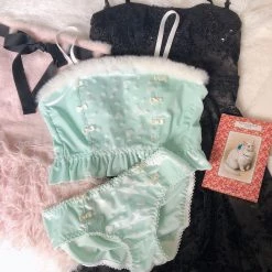 Japanese Lingere [Mid Season SALE] Mint To Be Snow Angel Bralette Set New Arrivals
