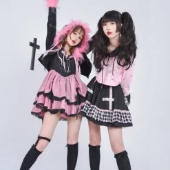 Evil Tooth Gothic Heart Faux Fur Hoody Y2k