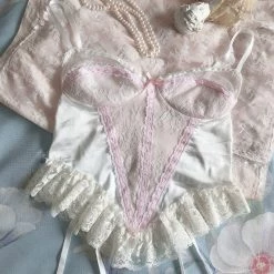 RosySwan New Arrivals [Handmade] A Night In Paris Pink Vintage Lingerie Body