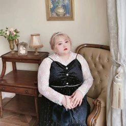 DAJUN Summer 2022 [Curve Beauty] My Queen Velvet Lace Vintage Dress