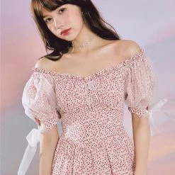 Mummy Cat New Arrivals Strawberry Mist Floral Mini Dress