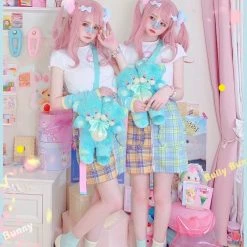 Bunny Doll Mint Candy Teddy Bear Backpack Plush Bag