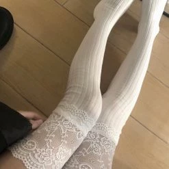 [Basic] Angelic Cloud Lace Cotton Over-knee Socks