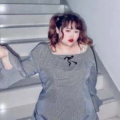 DAJUN New Arrivals [Curve Beauty] Goth Babydoll Gingham Vintage Dress